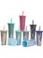 Mor 24OZ/710ML Samanlı Su Bardağı Glitter Çift Duvar Dalgalı Kenar Düz Tumbler Suyu Buzlu Kahve Fincanı Günlük Kullanım (Yurt Dışından) 5