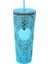 Kaplama Mavi - B 710ML - Logo Yok Yaratıcı 700ML 710ML 22OZ 24OZ Yeniden Kullanılabilir Çift Duvar Elmas Kafesli Plastik Pipetli Bardak Kahve Kupa Yok Starbks Logosu (Yurt Dışından) 1