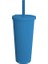 Lacivert 700ML 53RENK Soğuk Su Şişesi 700ML Yaz Caneca Bardak Plastik Kapaklı ve Pipetli Boba Kahve Kupa Su Şişesi Bardak Bubble Tea Makaro (Yurt Dışından) 1