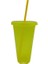 Sarı 480 ml Payetli Glitter Saman Bardak Yeniden Kullanılabilir Gıda Sınıfı Hasır Kapaklı Kupalar Plastik Tumbler Mat Kahve Suyu Süt Çay Içme Şişesi (Yurt Dışından) 1
