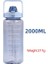 Mavi 217G 2000 ml 2 Litre Samanlı Su Şişesi Kadın Sürahi Kızlar Taşınabilir Seyahat Şişeleri Spor Bisiklet Fincan Yaz Soğuk Su Sürahi Zaman Işaretleyici ile (Yurt Dışından) 1