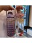 Mor 217G 2000 ml 2 Litre Samanlı Su Şişesi Kadın Sürahi Kızlar Taşınabilir Seyahat Şişeleri Spor Bisiklet Fincan Yaz Soğuk Su Sürahisi Zaman Işaretleyici ile (Yurt Dışından) 3