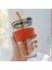 C12 450ML Kapasite 350ML 450ML Yaratıcı Cam Kahve Pipetli Bardak Kapaklı Isıya Dayanıklı Su Şişesi Bira Çay Drinkware Çift Kahve Pipetli Kupa (Yurt Dışından) 1