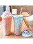 Pembe D 550ML 550ML Yeni Yaratıcı Gökkuşağı Plastik Su Bardağı Yüksek Kapasiteli Sen Serisi Çift Katmanlı Renkli Boncuklu Drinkware Kapaklı ve Pipetli (Yurt Dışından) 4