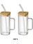 Set D 400ML 400ML Kare Kapaklı ve Pipetli Kupa Tek Renkli Sap Katmanlı Içecek Bardağı Bardak Soda Buzlu Kahve Süt Kabarcık Çay Su (Yurt Dışından) 2