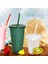 Büyük-Koyu Yeşil 400-700ML 480/700ML Flaş Su Pipetli Şişe Glitter Straw Cup Plastik Yeniden Kullanılabilir Kahve Kupa Içme Bardağı Meyve Suyu Bar Açık Drinkware (Yurt Dışından) 4