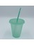Yeşil S Pipetli Su Şişesi Kapaklı Plastik Yeniden Kullanılabilir Kişiselleştirilmiş Drinkware Kahve Içme Bardağı Yılbaşı Hediyeleri Çok Renkli Bardak Şişe (Yurt Dışından) 4