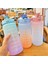 Pembe 2.0l 2l Açık Büyük Kapasiteli Spor Su Şişesi Yaratıcı Plastik Bardak Sıçrama Kapak Açık Sızdırmaz Saman Bardak Zaman Işaretleyici ile (Yurt Dışından) 2