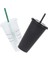 Siyah 710ML Pipetli Bardak 710ML Logolu Içecek Kapaklı Pipetli Kupalar Plastik Tumbler Mat Kahve Şişesi Kupası Food Grade Pp Plastik Pipetli (Yurt Dışından) 3