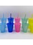 Açık Mavi 700 ml Payetli Glitter Saman Bardak Yeniden Kullanılabilir Gıda Sınıfı Hasır Kapaklı Kupalar Plastik Bardak Mat Kahve Suyu Süt Çay Içme Şişesi (Yurt Dışından) 4