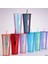 Gül Kırmızı Taşınabilir Süt Çay Kahve Süblimasyon Sippy Elmas Tumbler Çift Duvar Plastik Kupa Bardak Girdaplı Saman ve Kapaklı (Yurt Dışından) 3