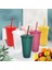 Küçük Pembe 400-700 ml Glitter Saman Bardak Flaş Tozu Su Şişeleri Kız Için Yeniden Kullanılabilir Plastik Bardak Kapaklı Kahve Fincanı Drinkware Noel Hediyesi (Yurt Dışından) 2