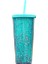 Camgöbeği 24OZ/710ML Samanlı Su Bardağı Glitter Çift Duvar Dalgalı Kenar Düz Bardak Suyu Buzlu Kahve Fincanı Günlük Kullanım (Yurt Dışından) 1