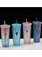 E Koyu Mor 710ML Soğuk Su Şişesi 710ML Caneca Çay Su Bardağı Plastik Kapaklı ve Pipetli Boba Kahve Kupa Elektroliz Durian Bardaklar Kabarcık Makarna (Yurt Dışından) 3