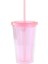 Mavi 450ML Sevimli Su Şişesi Kahve Suyu Süt-Çay Kawaii Plastik Soğuk Bardaklar Kapaklı Saman Taşınabilir Yeniden Kullanılabilir Içme Suyu Şişesi (Yurt Dışından) 3