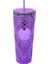 Kaplama Mor - B 710ML - Logo Yok Yaratıcı 700ML 710ML 22OZ 24OZ Yeniden Kullanılabilir Çift Duvar Elmas Kafesli Plastik Pipetli Bardak Kahve Kupa Yok Starbks Logosu (Yurt Dışından) 1