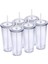 1 Adet 601-700ML 24OZ Kapaklı ve Pipetli Çift Duvarlı Plastik Bardak Büyük Kapasiteli Seyahat Bardak Şeffaf Yeniden Kullanılabilir Pipetli Bardaklar 1p,4 Adet/takım (Yurt Dışından) 2