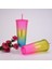 Renk-06 Logo'lu Kapaklı ve Pipetli Plastik Bardaklar 710ML Yaz Soğuk Su Bardağı Çift Duvar Elmas Radyant Tanrıça Saman Bardak Kahve Kupa (Yurt Dışından) 3