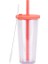 Şeffaf Stil 22 700 ml 22 Oz Çift Duvar Şeffaf Yeniden Kullanılabilir Sıska Plastik Bardak Çift Duvar Pipetli Bardak Içme Suyu Şişesi (Yurt Dışından) 1