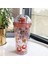 Kırmızı 450 ml Karikatür Saman Plastik Kapaklı Bardak Payet Çift Payet Fincan Taşınabilir Egzersiz Saman Bardak Yaratıcı Moda Taşınabilir Kedi Bebek Kupa (Yurt Dışından) 1