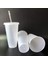 Şeffaf 601-700ML 601-700ML Siyah Beyaz Saman Kapaklı Bardak Renk Değişimi Kahve Fincanı Yeniden Kullanılabilir Bardak Plastik Tumbler Mat Kaplama Kahve Kupa Çift Fincan (Yurt Dışından) 4