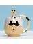 Sarı Misk Kedisi 450ML El-Boyalı Kahve Fincanı Karikatür Güzel Panda Kurbağa Kedi Tilki Domuz Seramik Kupa Çiftler Çocuk Içme Çay Fincanı Çay Kaşığı Dahil (Yurt Dışından) 1