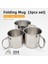 Çanta ile 3 Parçalı Set Açık Paslanmaz Çelik 304 Su Bardağı Katlanır Kolu Taşınabilir Kalınlaşma Kamp Yürüyüş Balıkçılık Seyahat Fincan Seti Bira Kupa (Yurt Dışından) 2