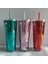 04 710ML Yeni 710ML Çift Katmanlı Renkli Glitter Plastik Samanlı Bardak Yaratıcı Su Bardağı Saman Bardak Kahve Tumbler Yeniden Kullanılabilir Içme Kupa (Yurt Dışından) 5