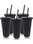 5 Adet 700ML-SIYAH 5 Adet 473ML/700ML Siyah Yeniden Kullanılabilir Plastik Su Şişesi Soğuk Kapaklı Bardak ve Saman Sihirli Tumbler Kişiselleştirilmiş Bardak Kahve Kupa (Yurt Dışından) 1