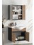 Yıldız 55+35 cm Antrasit Gri Mat-Atlantik Çam Mdf Seramik Lavabolu Asma Banyo Dolabı Takımı 3