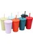 Koyu Mor-Kapak B 401-500ML Mat Kaplama Çift Cidarlı 470ML 473ML 480ML 500ML 16OZ Pastel Renkli Plastik Bardak Plastik Bardak Pipetli ve Kapaklı Soğuk Bardak (Yurt Dışından) 5