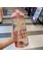 Pembe 260G 2000ML 2 Litre Samanlı Su Şişesi Kadın Sürahi Kızlar Taşınabilir Seyahat Şişeleri Spor Bisiklet Fincan Yaz Soğuk Su Sürahisi Zaman Işaretleyici ile (Yurt Dışından) 1