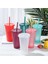 Açık Yeşil 700ML 400/700ML Yeniden Kullanılabilir Flaş Tozu Bardak Kapaklı Mat Kaplama Saman Bardak Diy Plastik Soğuk Su Şişesi Kahve Kupa Açık Parti (Yurt Dışından) 5