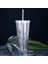 Şeffaf 450 ml Süt Tumbler Saman Bardak Içecekler Kapaklı Bardak Çift Katmanlı Plastik Smoothie Soğuk Içecek Seyahat Kupa Yeniden Kullanılabilir Meyve Bardağı Su Şişesi (Yurt Dışından) 1