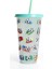 Yeşil Kapak 5pcs Set 5pcs 710ML 24OZ Renk Değiştiren Soğuk Bardaklar Futbol Kupası Yeniden Kullanılabilir Bardak Kapaklı ve Samanlı Soğuk Bardak Saman Bardak Mutfak Drinkware (Yurt Dışından) 1