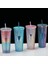 38 701-800ML 710MLÇIVILI Tumbler Kahve Fincanı Yaz Soğuk Su Şişesi Çift Duvarlı Plastik Durian Elmas Pipetli Bardak Sevimli Su Şişesi (Yurt Dışından) 4
