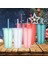 Mor 2 Adet 1/2 Adet Flaş Toz Su Pipetli Şişe Kapaklı Plastik Yeniden Kullanılabilir Kişiselleştirilmiş Açık Drinkware Suyu Kahve Noel Pipetli Bardak (Yurt Dışından) 4