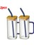 Set D 400ML 400ML Kare Kapaklı ve Pipetli Kupa Tek Renkli Sap Katmanlı Içecek Bardağı Bardak Soda Buzlu Kahve Süt Kabarcık Çay Su (Yurt Dışından) 1
