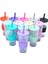 C 24OZ 24OZ Kabarcık Çay Tumbler Plastik Smoothie Tumbler, Saman ve Silikon Kapaklı Yeniden Kullanılabilir Boba Kupası Çift Duvar Buzlu Kahve Tumbler (Yurt Dışından) 3