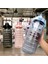 A-Pink Çubuklu 2000ML 2 Litre Pipetli Su Şişesi Kadın Kızlar Büyük Taşınabilir Seyahat Şişeleri Spor Fitness Fincan Yaz Soğuk Su Zaman Ölçeği ile (Yurt Dışından) 5
