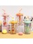Yeşil 330ML 330ML Yaratıcı Karikatür Karıştırma Kupası Öğrenci Çocuk Saman Bardağı Açık Sızdırmaz Spor Seyahat Su Isıtıcısı Içme Suyu Şişesi (Yurt Dışından) 3