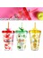 Yeşil 401-500 ml Plastik Içme Bardakları Seti Ev Yeniden Kullanılabilir Bardak Kapaklı Saman 401-500 ml Şeffaf Plastik Içme Bardağı Kırmızı/sarı/yeşil (Yurt Dışından) 2