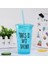 Mavi Yeniden Kullanılabilir Plastik Pipetli Bardak Kapaklı Su Soğuk Pipetli Bardaklar Su Içme Bardağı Suyu Bardakları Bardak Pipetli Kupa Drinkware (Yurt Dışından) 4