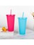Kırmızı 710 ml Pipetli Su Bardağı Renk Değiştiren Su Şişesi Kapaklı ve Pipetli Su Bardağı Içme Bardağı Vaso Con Tapa Y Pajita (Yurt Dışından) 2