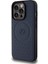 ZORE Mercedes-Benz iPhone 15 Pro Kılıf Mercedes-Benz Orjinal Lisanslı Magsafe Şarjlı Desenli ve Logolu Deri Lacivert 2