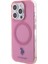 iPhone 15 Pro Max Kılıf U.s. Polo Assn. Orjinal Lisanslı Magsafe Şarjlı Transparan Tasarım Pembe 2