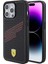 ZORE Ferrari iPhone 15 Pro Max Kılıf Ferrari Orjinal Lisanslı Pu Delikli Yüzey Metal Logolu Büyük Sf Yazılı Siyah 1