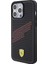 ZORE Ferrari iPhone 15 Pro Max Kılıf Ferrari Orjinal Lisanslı Pu Delikli Yüzey Metal Logolu Büyük Sf Yazılı Siyah 2