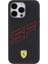 ZORE Ferrari iPhone 15 Pro Max Kılıf Ferrari Orjinal Lisanslı Pu Delikli Yüzey Metal Logolu Büyük Sf Yazılı Siyah 3