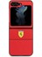 Galaxy Z Flip 5 Kılıf Ferrari Orjinal Lisanslı Pu Deri Metal Logolu Multi Çizgili Kapak Kırmızı 2